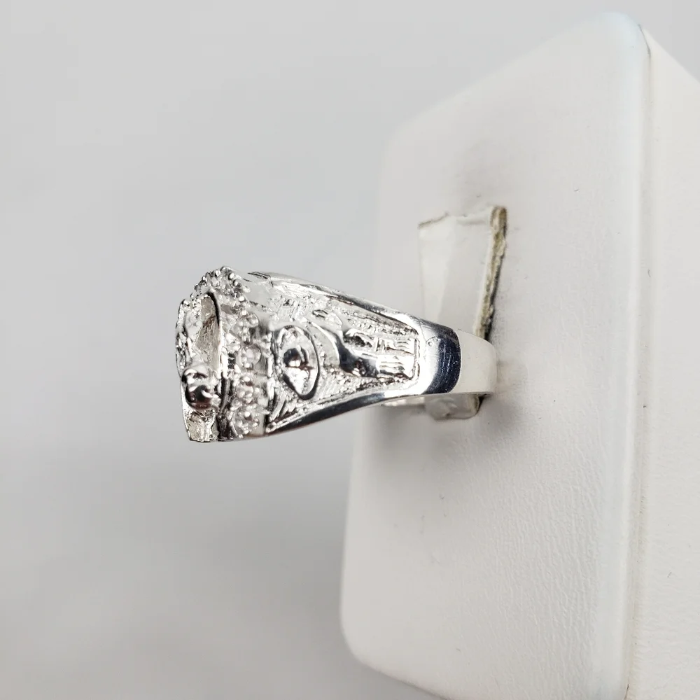 925 sterling silver men's horse with zircon ston Ring size 11.5‎ New - Picture 4 of 16